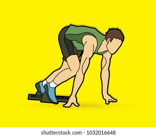 Athlete runner, A man prepare start running action graphic vector