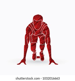 Athlete runner, A man prepare start running action graphic vector