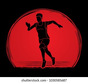 Athlete runner, A man runner running designed on sunlight background graphic vector