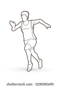 Athlete runner, A man runner running outline graphic vector