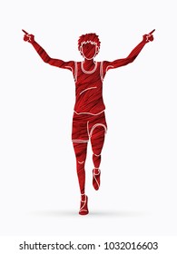 Athlete runner, A man runner running ,The winner designed using grunge brush graphic vector