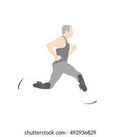 athlete runner with prosthetic legs. vector illustration