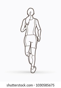 Athlete runner, A woman runner outline running graphic vector