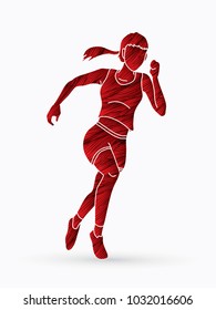 Athlete runner, A woman runner running designed using grunge brush graphic vector