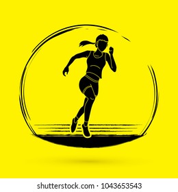 Athlete runner, A woman runner running graphic vector