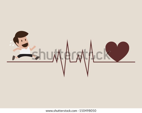 Athlete Running Cardiogram Symbol Stock Vector (Royalty Free) 150498050 ...