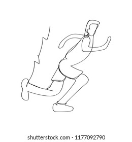 athlete running fast in continuous line drawing style, thin linear vector illustration