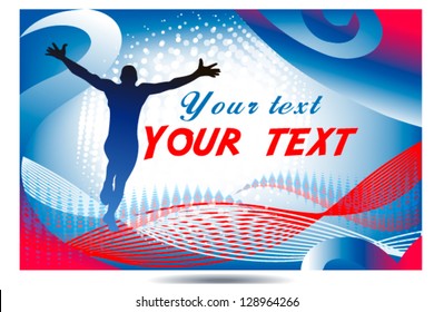 Athlete running with his hands on an abstract background. vector