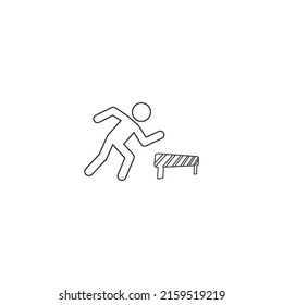 Athlete running hurdles vector line icon flat sign