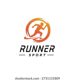 Athlete running marathon logo design
