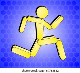 Athlete running on futuristic background