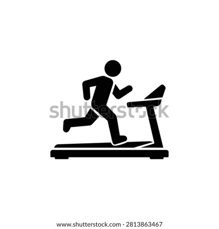 Athlete running on a motorized treadmill representing indoor cardio workout, endurance training and active gym exercise, black and white fitness vector
