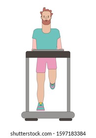 Athlete running on a treadmill concept flat vetor illustration flat style