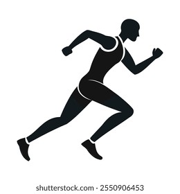 Atleta corriendo Vector de icono de silueta para el diseño de deportes y fitness