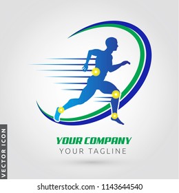 Athlete Running Silhouette, Joint Pain Symbols, Logo/Icon