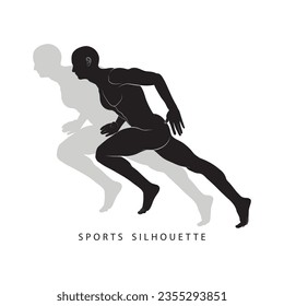 An athlete running silhouette, A sportsperson vector silhouette, Sportsman running vector illustration