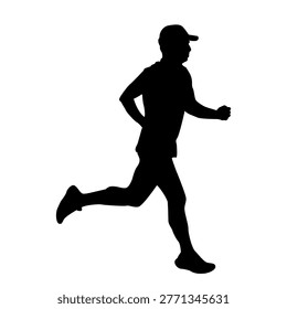 Athlete running with steady pace and upright posture.
