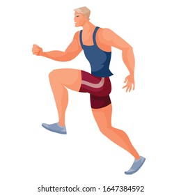 el atleta corre rápido en competiciones tratando de correr primero, objeto aislado en un fondo blanco,