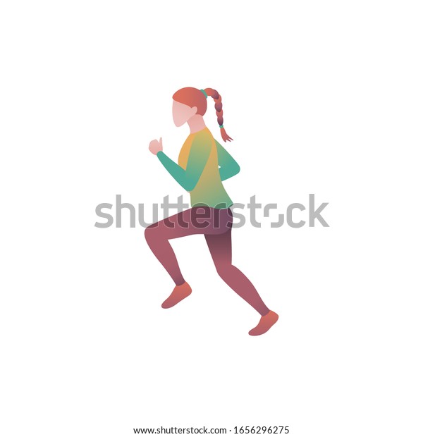 Athlete Runs Flat Vector Illustration Girl Stock Vector (Royalty Free ...