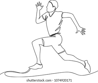 athlete runs. one line