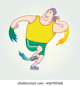 Athlete, Shot put. Vector Illustration design template with sports in trendy linear style.