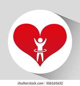athlete silhouette heart beat design graphic vector illustration eps 10