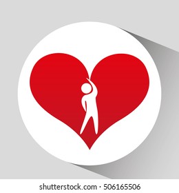 athlete silhouette heart beat streching vector illustration
