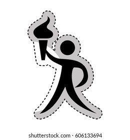 athlete silhouette with torch vector illustration design