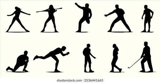 Athlete Silhouette Vectors in Dynamic Action Poses