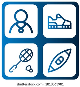 athlete simple icons set. Contains such icons as Athlete, Running shoes, Badminton, Kayak, can be used for web, mobile and logo