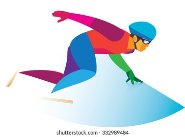 The athlete skater at a distance short track