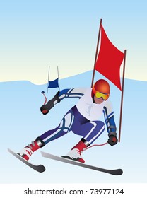 athlete skier down the mountain