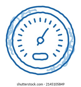 Icono del icono del indicador de velocidad del atleta. Dibujo manual de la línea de doodle azul Señal del indicador de velocidad del atleta. ilustración de símbolo aislado