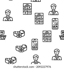 Athlete Sport Equipment And Award Vector Seamless Pattern Thin Line Illustration