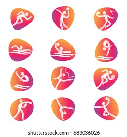 Athlete sport game competition icon. Summer sport games symbols. Vector sport pictogram. Branding identity corporate logo design template. Vector illustration isolated on a white background