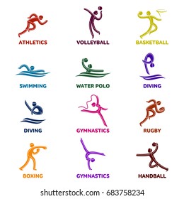 Athlete sport game competition icon. Summer Olympic games symbols. Vector sport pictogram. Branding identity corporate logo design template. Vector illustration isolated on a white background