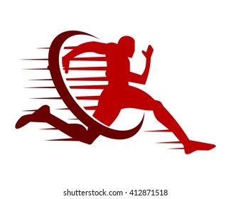 Athlete Sport Sprinter Red Run Silhouette Stock Vector (Royalty Free ...