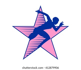 athlete sport sprinter star run silhouette