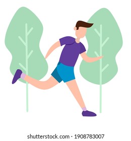 Athlete sportmen run at running championship. Sport jogging. Symbol of healthy life. Design for banner and poster. Flat vector illustration