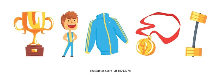 Athlete and Sportsman Object and Element Vector Set