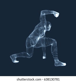 Athlete at Starting Position Ready to Start a Race. Runner Ready for Sports Exercise. Sport Symbol. 3d Vector Illustration. 