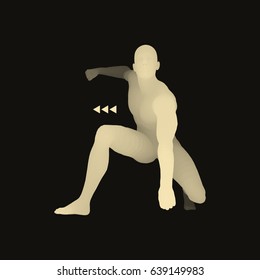 Athlete at Starting Position Ready to Start a Race. Runner Ready for Sports Exercise. Sport Symbol. 3d Vector Illustration. 