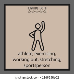 athlete, stretching, sportsperson  vector icon