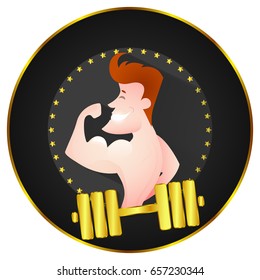 Athlete strong man character logo.