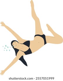 Athlete Swimming Character with Simple Design Concept. Flat Vector Illustration.