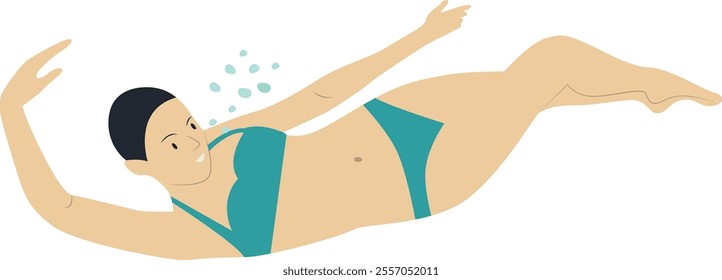 Athlete Swimming Character with Simple Design Concept. Flat Vector Illustration.