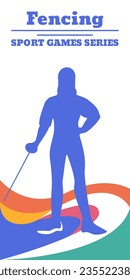 Athlete with sword. Fencing vector illustration poster
