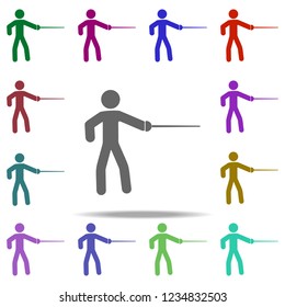 athlete with a sword icon. Elements of Sport in multi color style icons. Simple icon for websites, web design, mobile app, info graphics