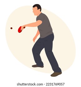 Athlete tennis player playing table tennis. Isolated vector