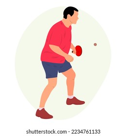 Athlete tennis player playing table tennis. Isolated vector